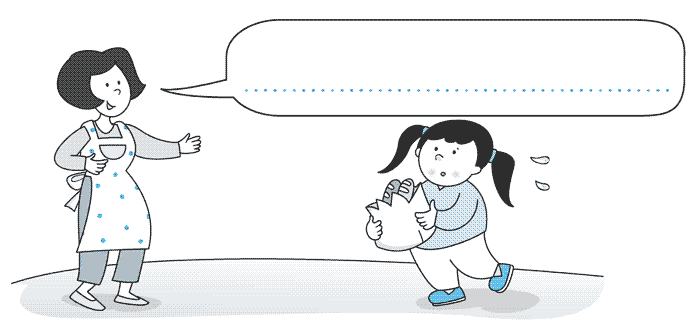 illustrazione a due colori scolastica-mamma e bambina
